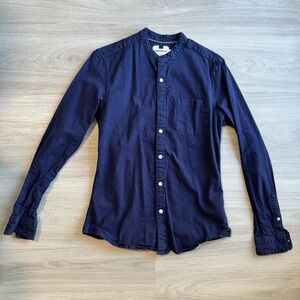 Topman Dark Blue Casual Button Down Shirt